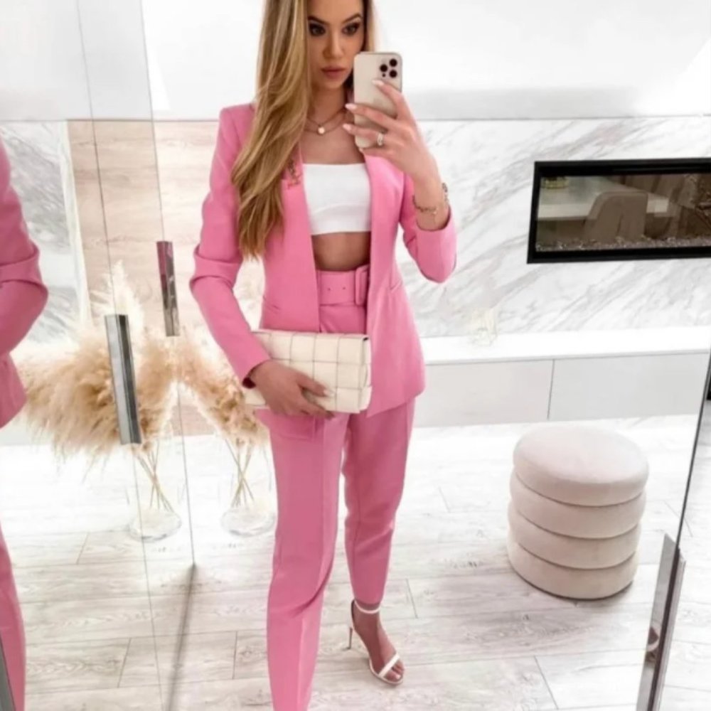 (S / L) Zara Pink Blazer Set